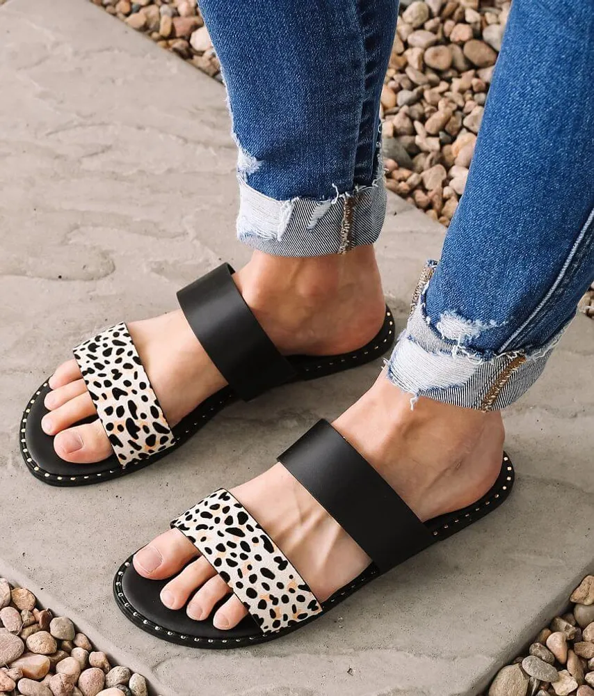 qupid cow print sandals