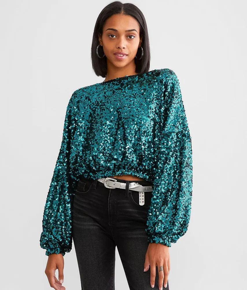 Flat White Sequin Top