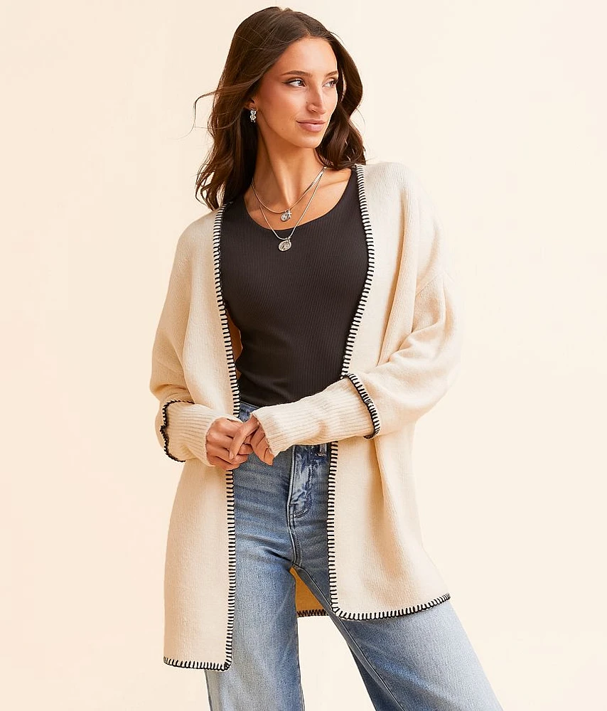 BKE Whipstitch Cardigan Sweater