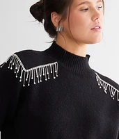 Rhinestone Fringe Sweater