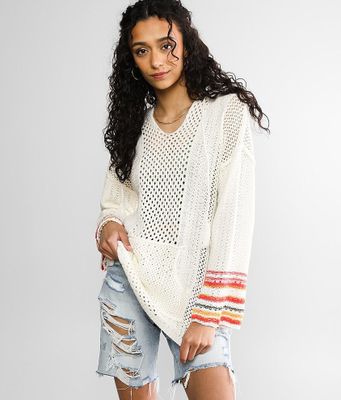 BKE Pointelle Hooded Sweater