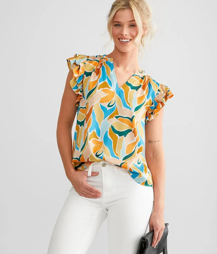 Willow & Root Satin Ruffle Top