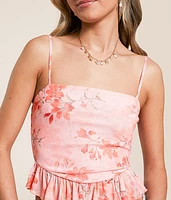 Floral Mesh Ruffle Tank Top