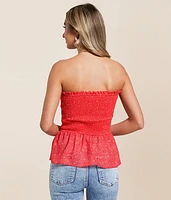 Floral Chiffon Smocked Tube Top