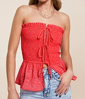 Floral Chiffon Smocked Tube Top