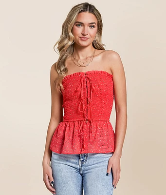 Floral Chiffon Smocked Tube Top