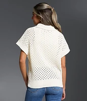 Pointelle Quarter Zip Sweater