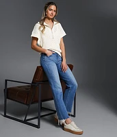 Pointelle Quarter Zip Sweater
