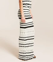 Striped Crochet Maxi Skirt