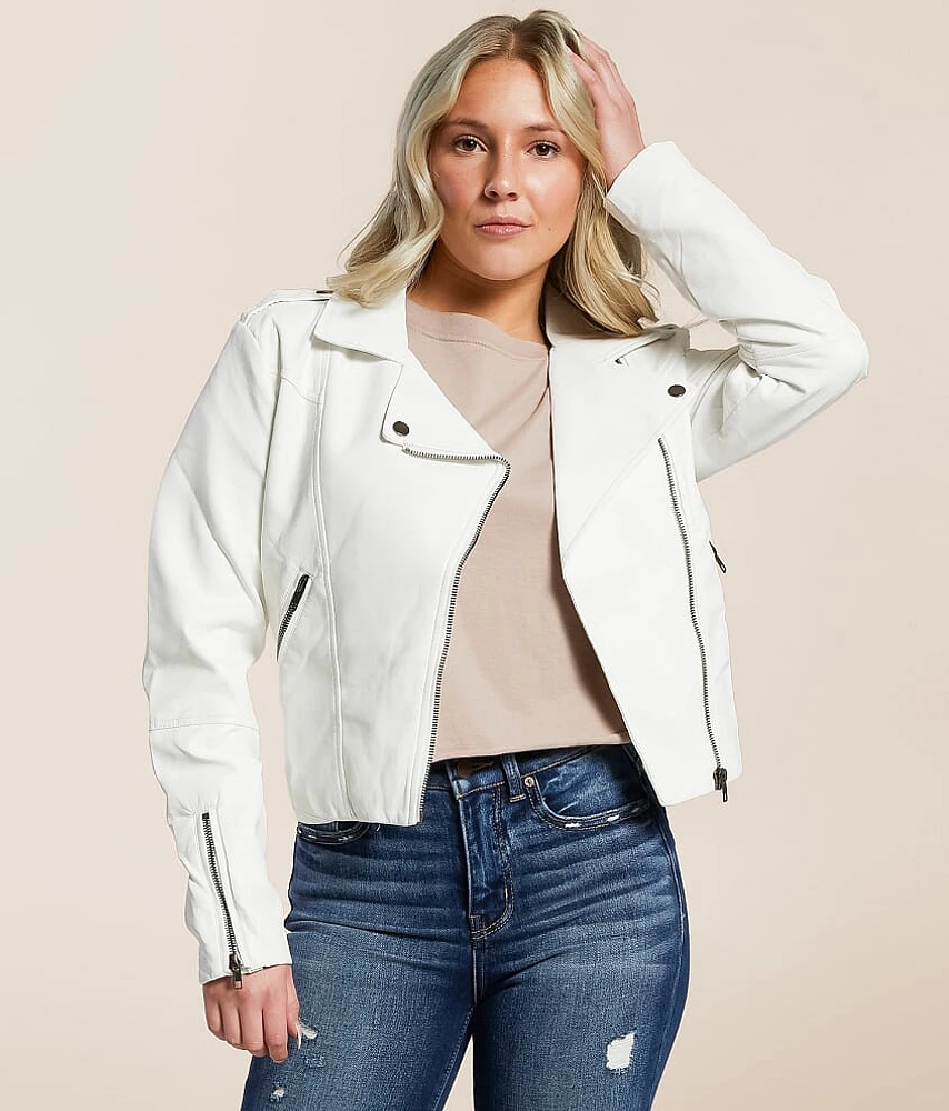 En Creme Asymmetrical Moto Jacket