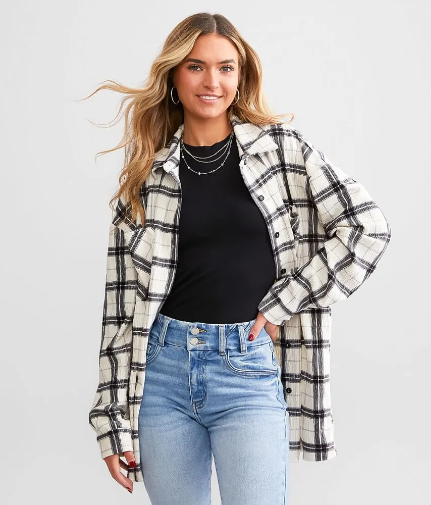 BKE Velvet Boyfriend Flannel Shirt