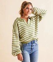 Willow & Root Collared Split Neck Cropped Sweater