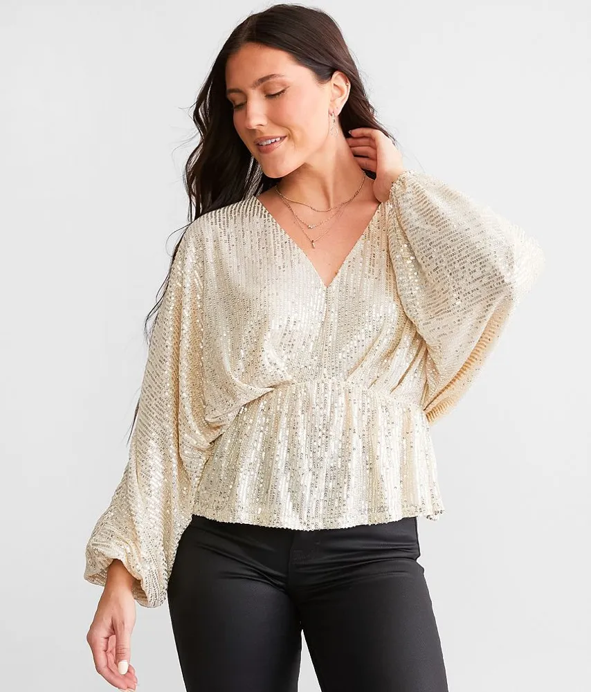 Endless Blu Sequins Dolman Top