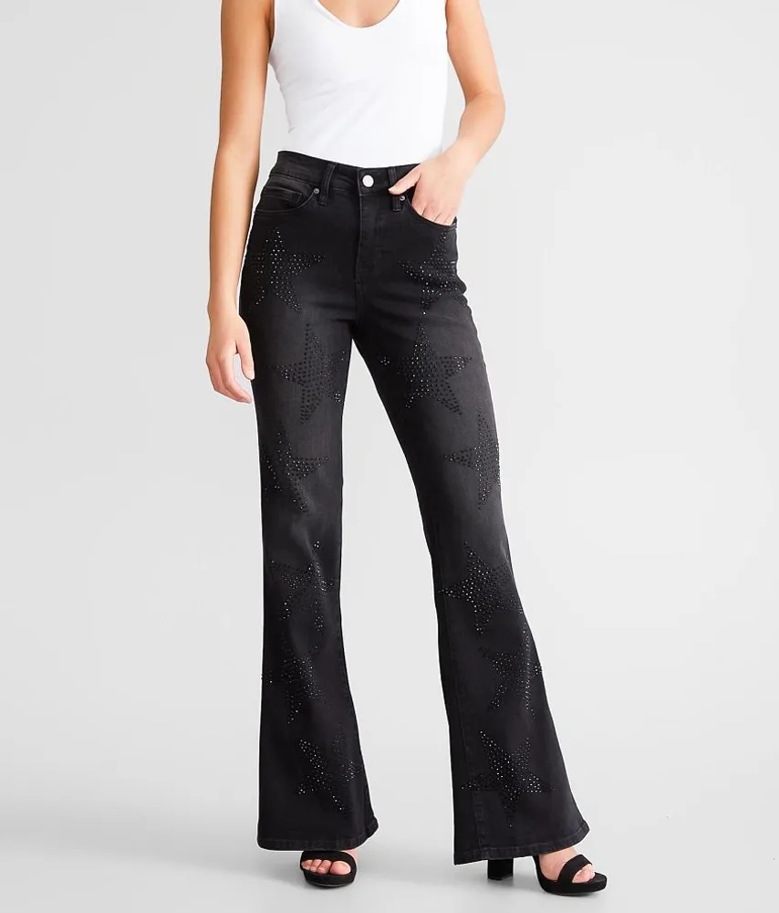 Sterling & Stitch High Rise Fringe Flare Stretch Pant - Women's Pants in  Black