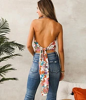 Floral Wrap Cropped Tank Top