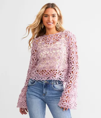 Willow & Root Raw Edge Floral Top