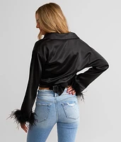 Collared Satin Cropped Top