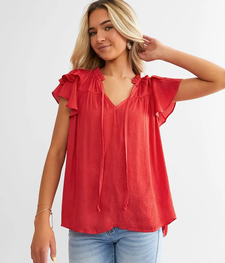 Willow & Root Crinkle Chiffon Top - Women's Shirts/Blouses in