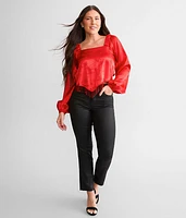 Satin Jacquard Hanky Cropped Top