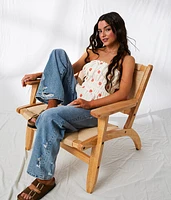 Embroidered Floral Peplum Tube Top