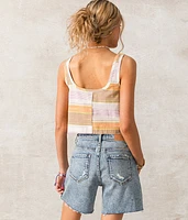 Striped Woven Cropped Tank Top