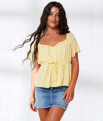 Floral Embroidered Peplum Top