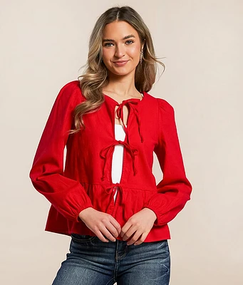 Willow & Root Front Tie Peplum Top