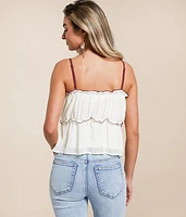 Crinkle Chiffon Peplum Tank Top