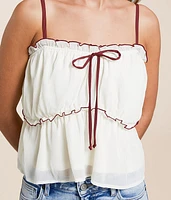 Crinkle Chiffon Peplum Tank Top