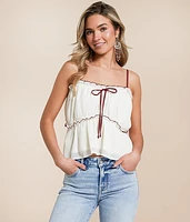 Crinkle Chiffon Peplum Tank Top