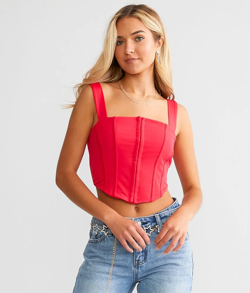 Willow & Root Mesh Corset Cropped Tank Top