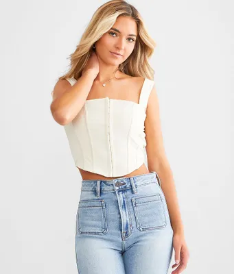 Willow & Root Mesh Corset Cropped Tank Top