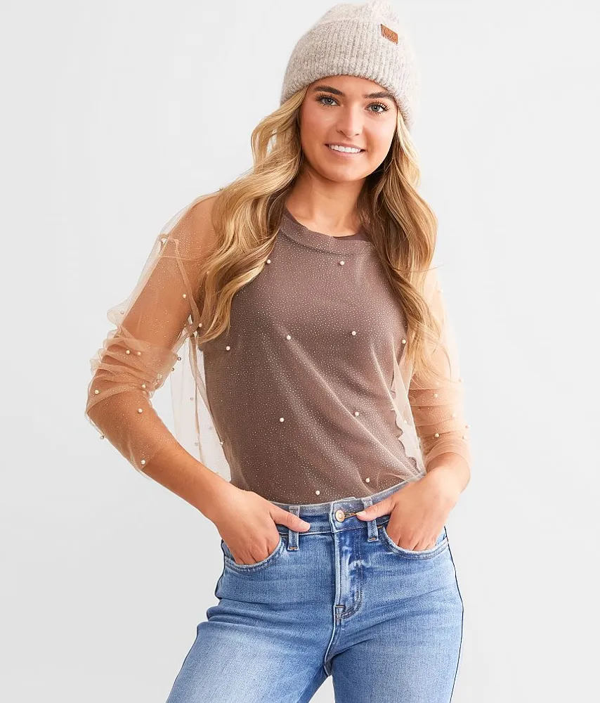 Willow & Root Glitter Mesh Top