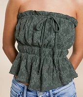 Floral Jacquard Tube Top