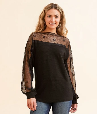 Daytrip Pieced Eyelash Lace Top