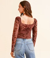 Floral Velvet Cropped Top