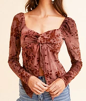 Floral Velvet Cropped Top