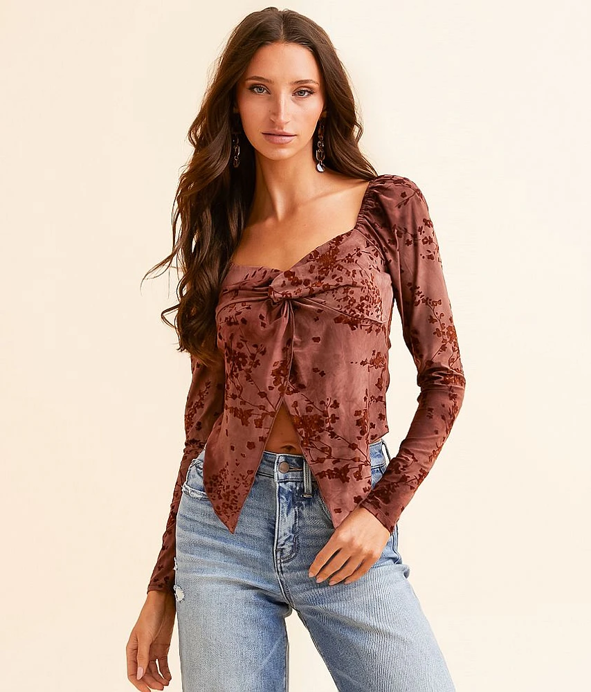 Willow & Root Floral Velvet Cropped Top