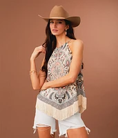 High Neck Fringe Tank Top