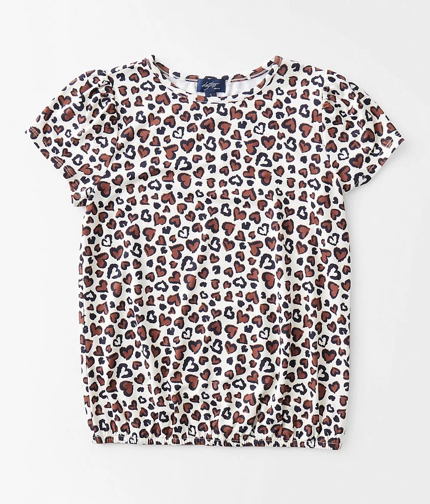 Girls - Daytrip Cheetah Print Heart Top