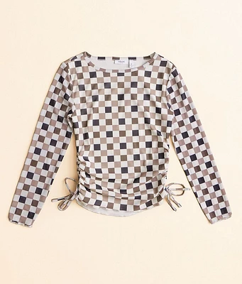 Girls - Willow & Root Checkered Mesh Top