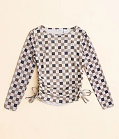 Girls - Willow & Root Checkered Mesh Top