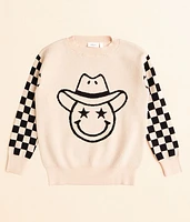 Girls - Checkered Smiley Sweater