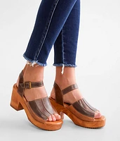 Pieced Leather Heeled Sandal