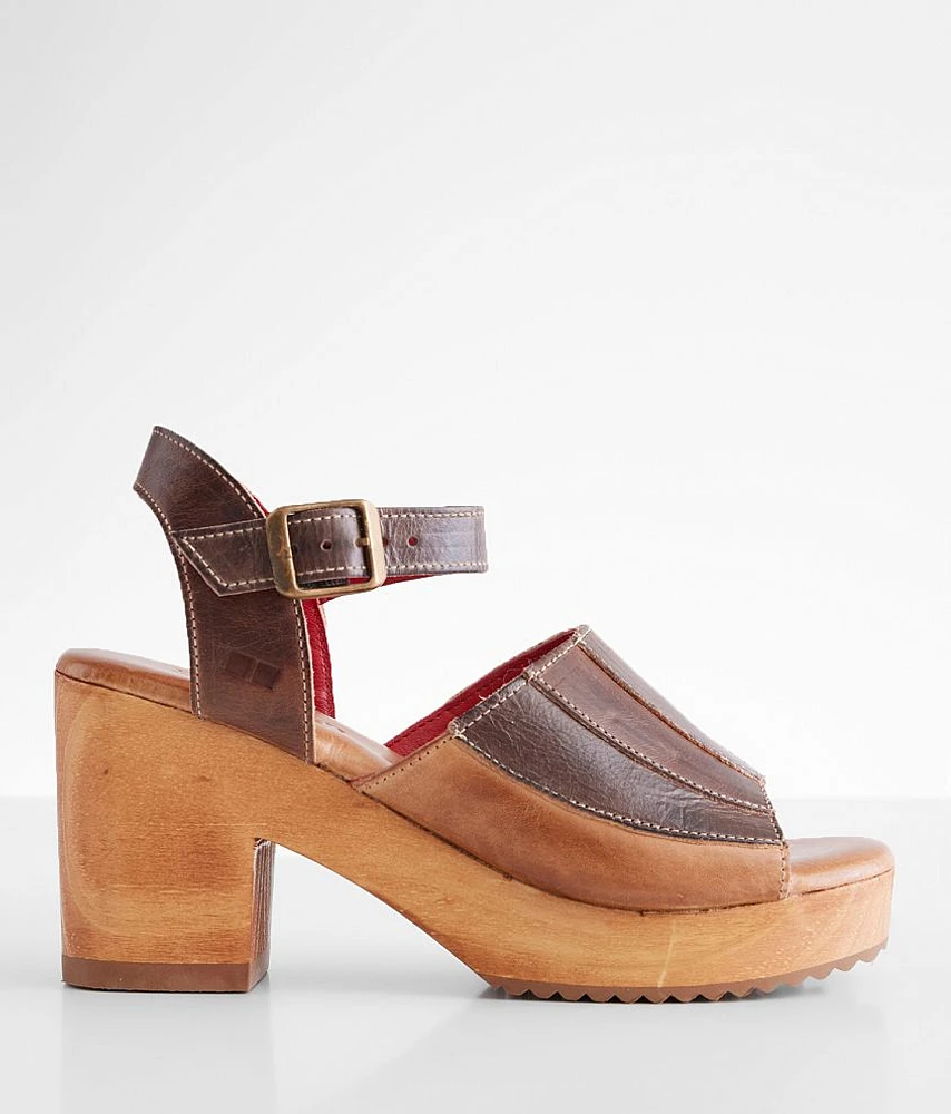 Pieced Leather Heeled Sandal