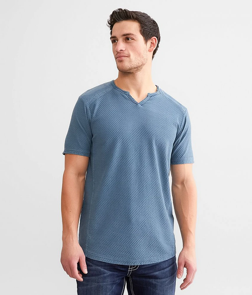 Textured Notch Neck T-Shirt