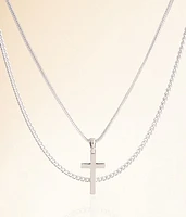 BKE 2 Pack Cross 18" & 20" Necklace Set