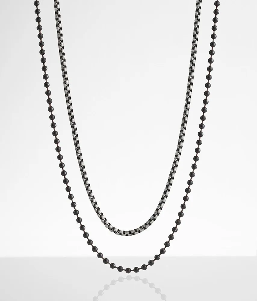 BKE 2 Pack Ball & Chain Necklace Set