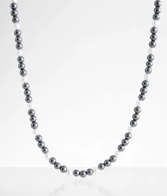 BKE Faux Pearl & Hematite 21" Necklace