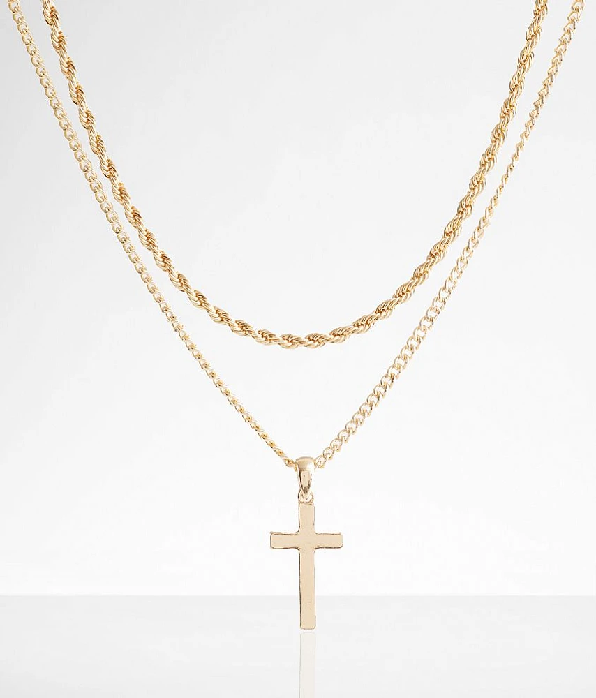 BKE 2 Pack Cross 17" & 18" Necklace Set